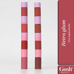 Gush Beauty Retro Glam Lip Kit - NUDITUDE / THINK PINK | 8.4 ml each